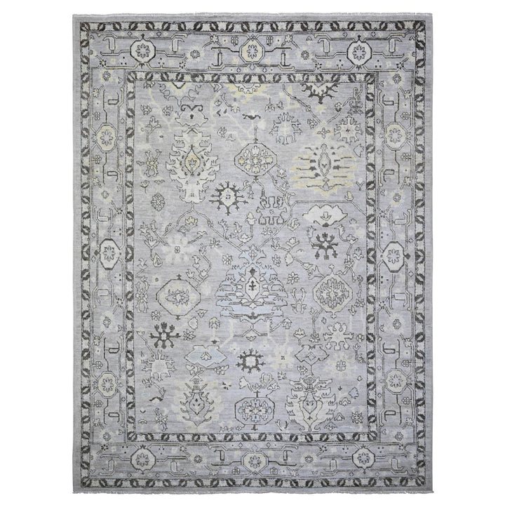 8'1" x 10'10" New Hand Knotted Grey Wool Rectangle Oriental Rug - MOA10273766