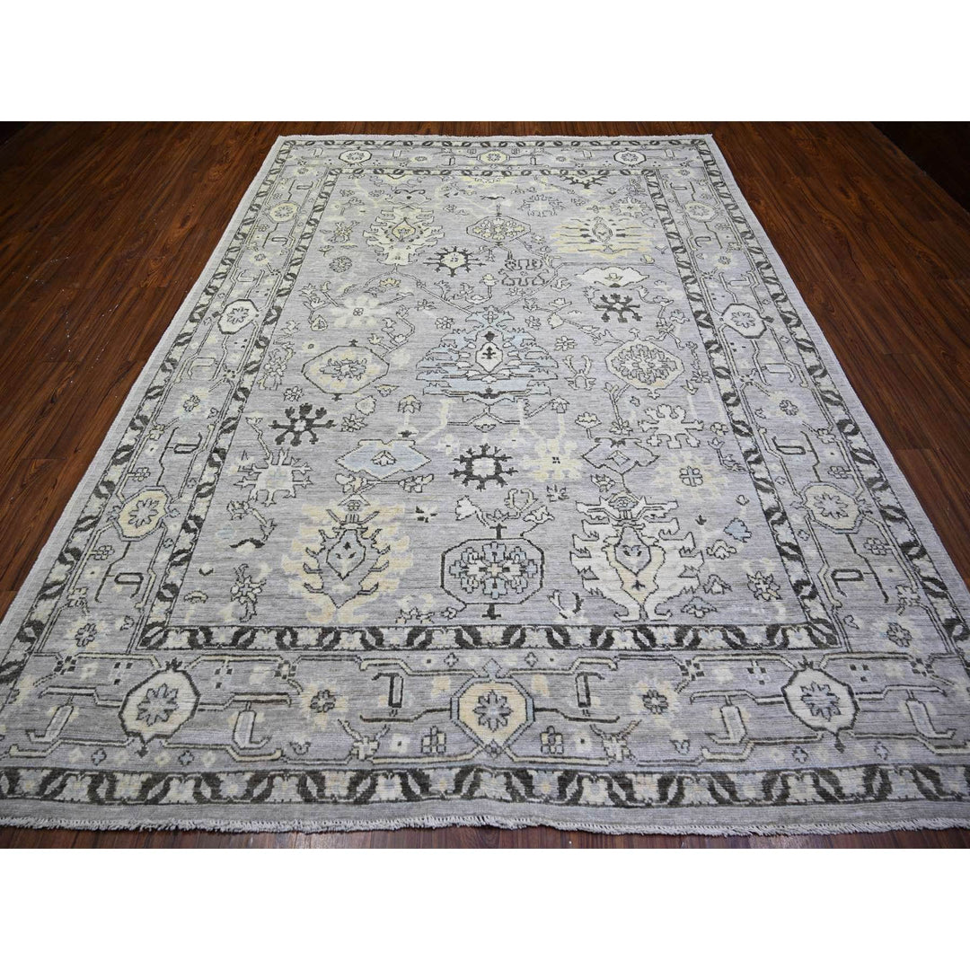 8'1" x 10'10" New Hand Knotted Grey Wool Rectangle Oriental Rug - MOA10273766