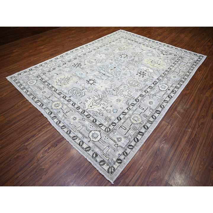 8'1" x 10'10" New Hand Knotted Grey Wool Rectangle Oriental Rug - MOA10273766