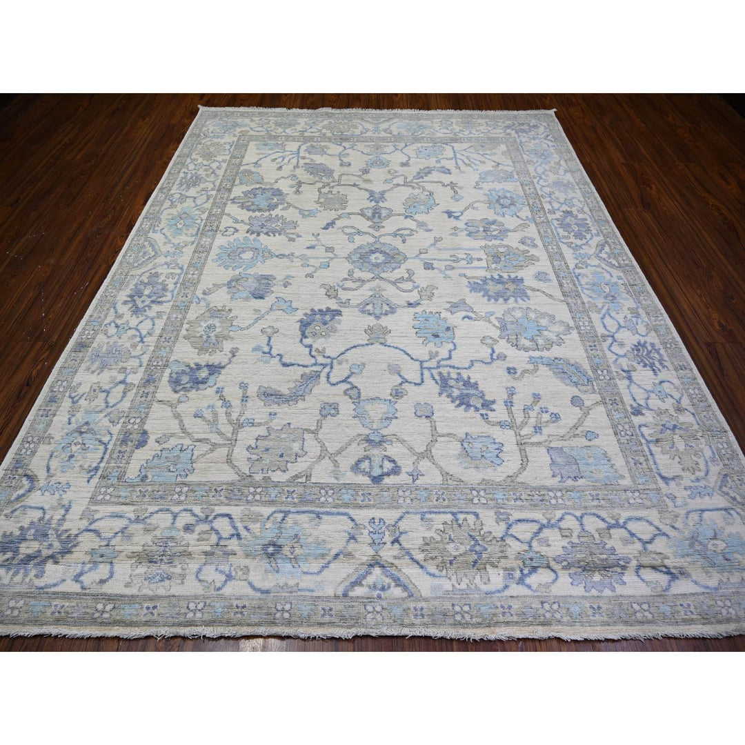 8'0" x 9'10" New Hand Knotted Ivory Wool Rectangle Oriental Rug - MOA10273780