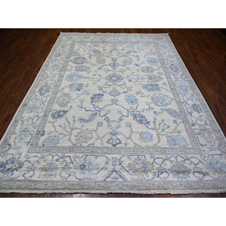 8'0" x 9'10" New Hand Knotted Ivory Wool Rectangle Oriental Rug - MOA10273780