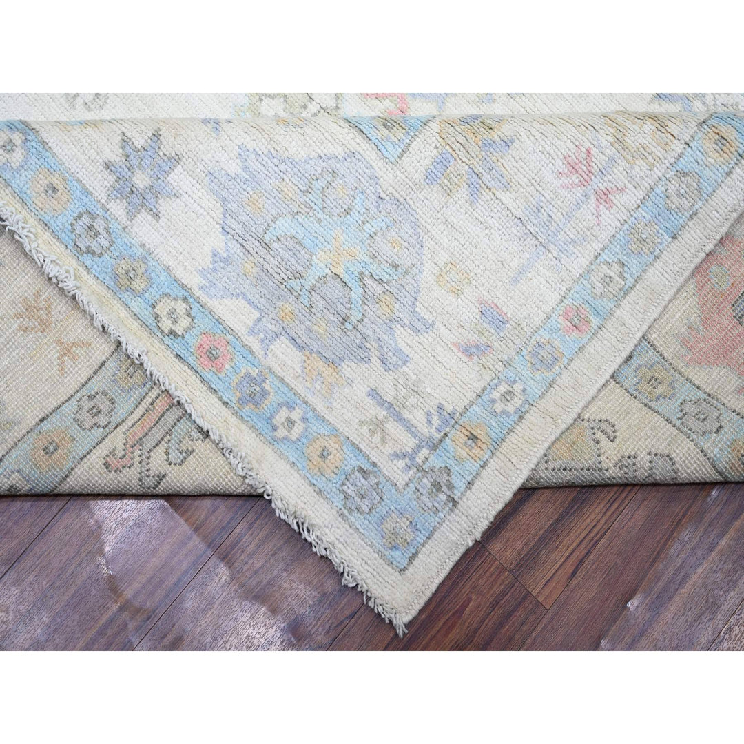 9'4" x 12'0" New Hand Knotted Ivory Wool Rectangle Oriental Rug - MOA10273796