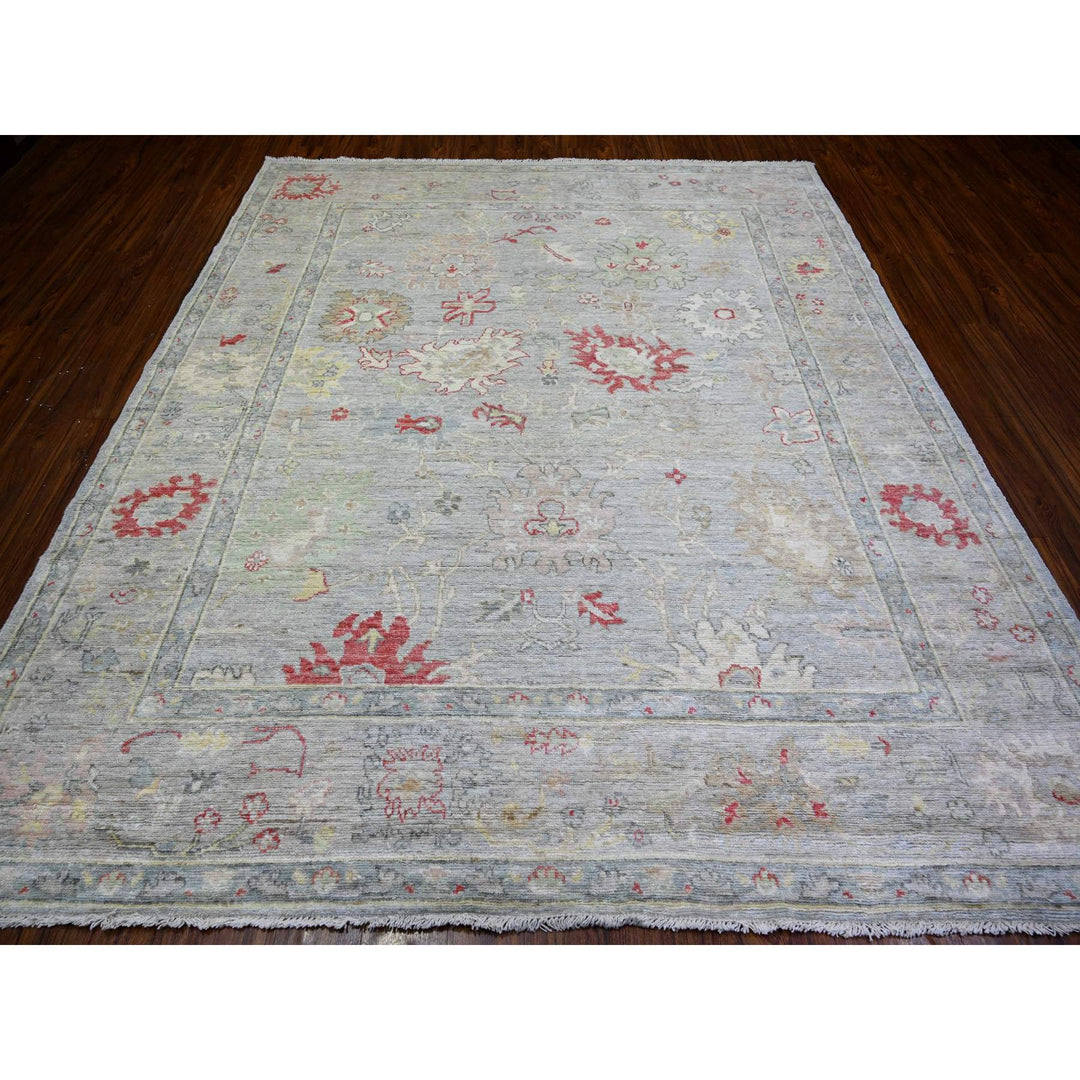 8'3" x 9'8" New Hand Knotted Grey Wool Rectangle Oriental Rug - MOA10273799