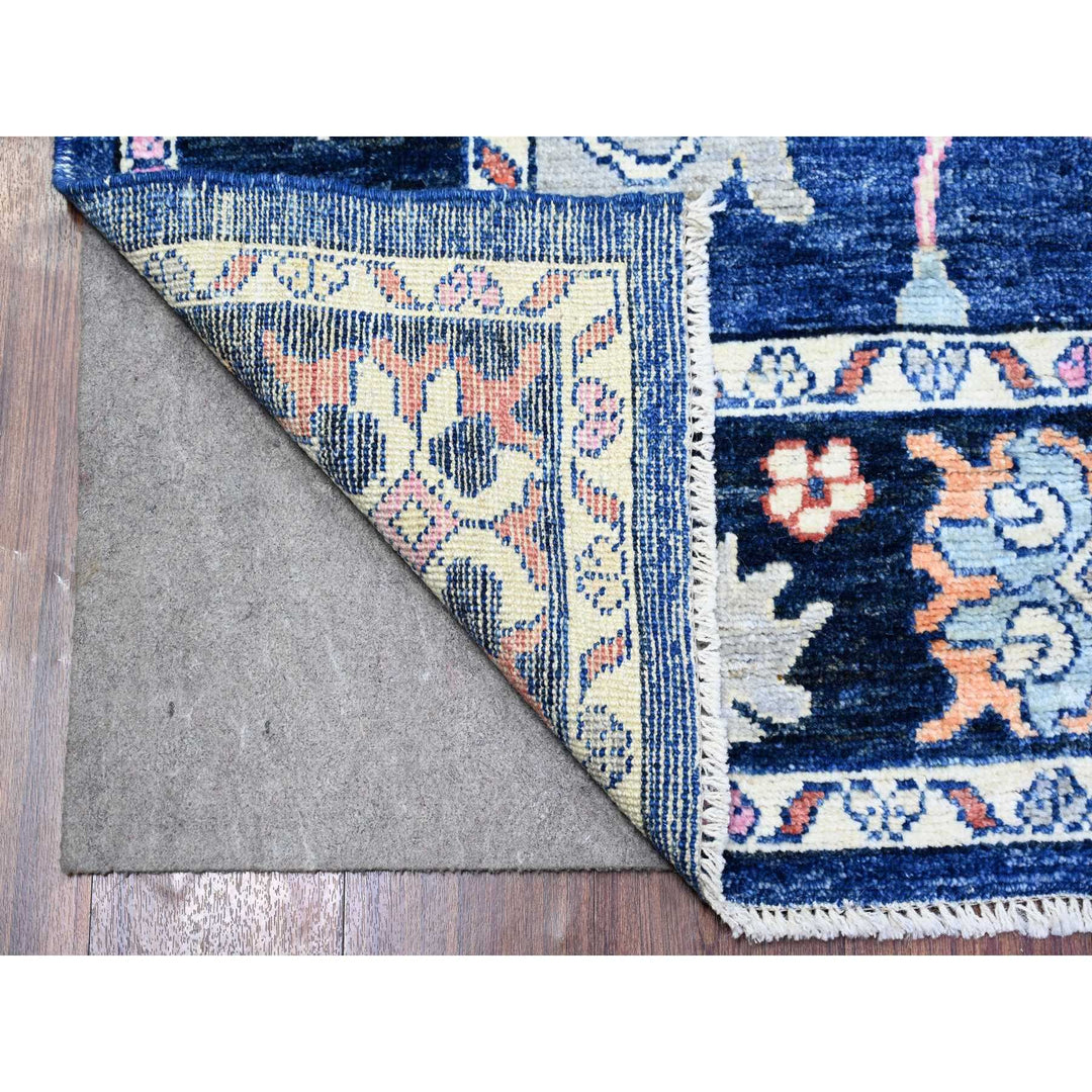 6'2" x 8'10" New Hand Knotted Blue Wool Rectangle Oriental Rug - MOA10273802