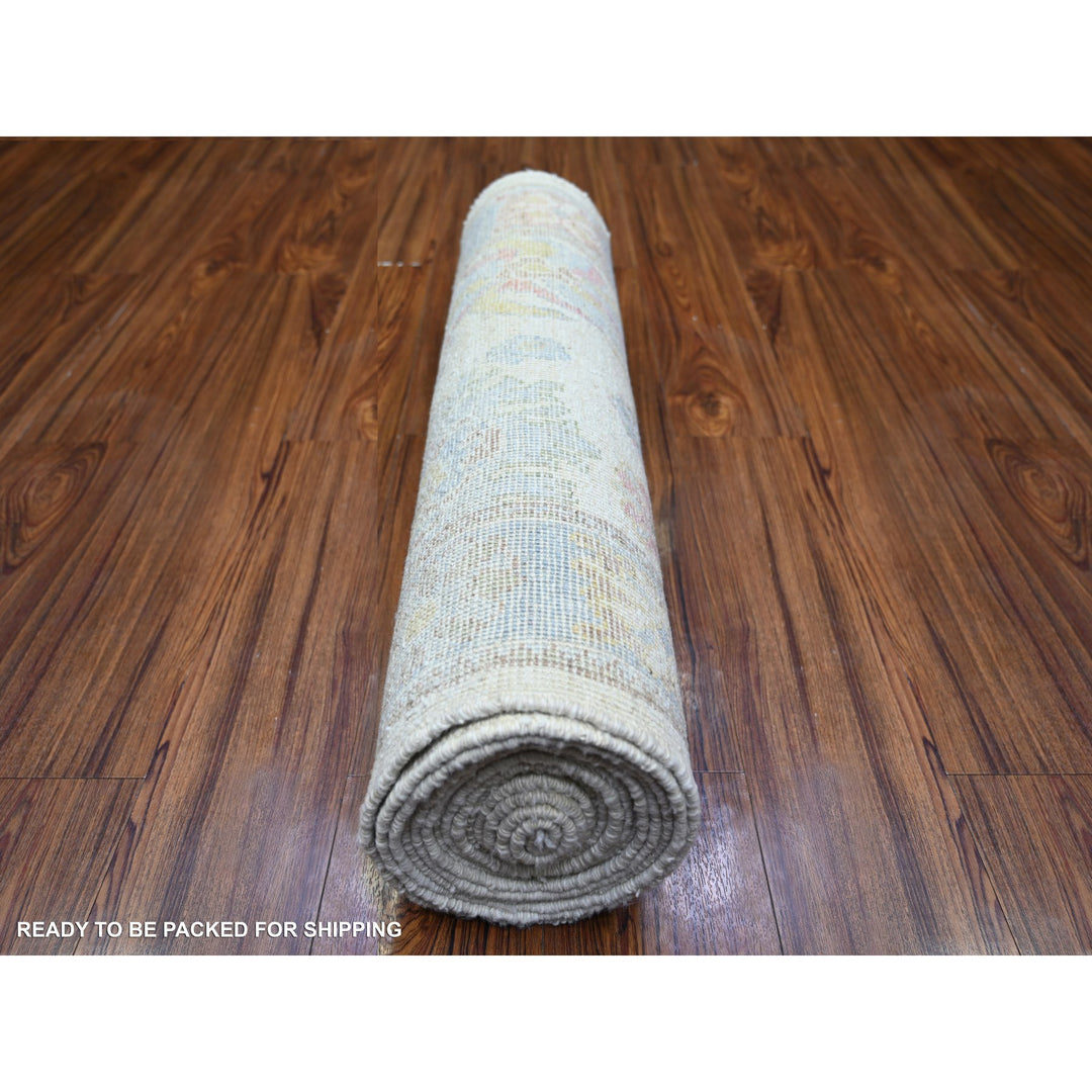 2'10" x 16'0" New Hand Knotted Beige Wool Runner Oriental Rug - MOA10273854