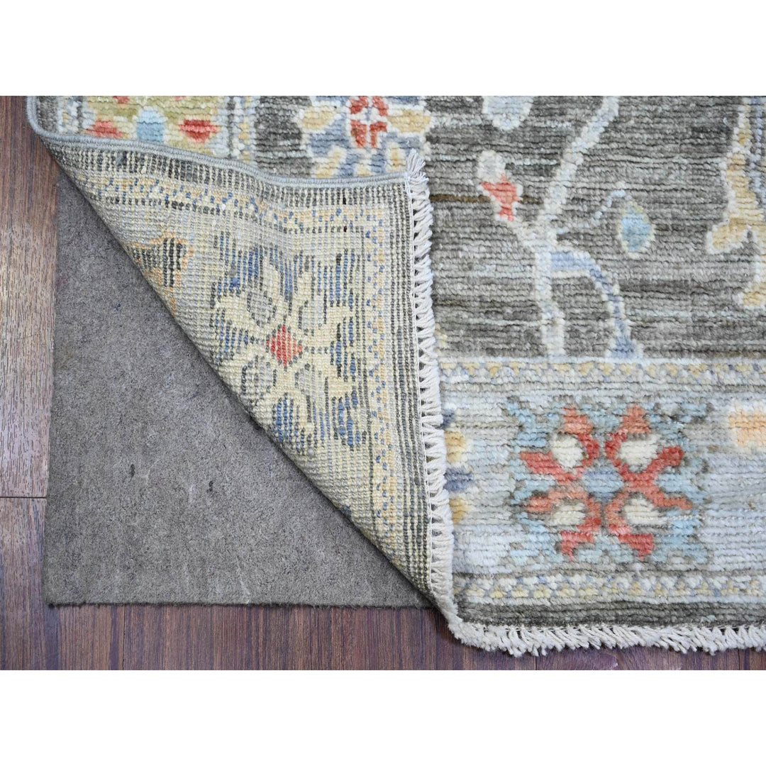 2'8" x 11'5" New Hand Knotted Grey Wool Runner Oriental Rug - MOA10273876