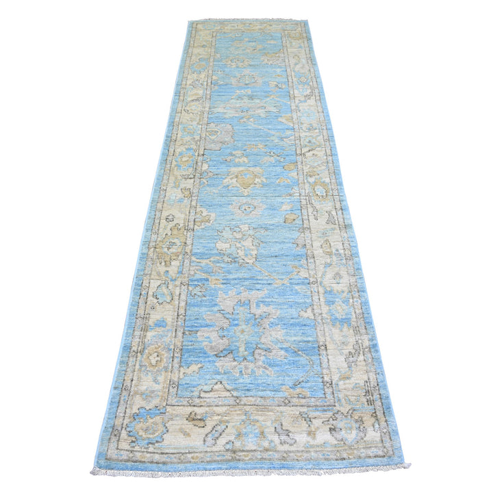 2'9" x 9'9" New Hand Knotted Blue Wool Runner Oriental Rug - MOA10273878