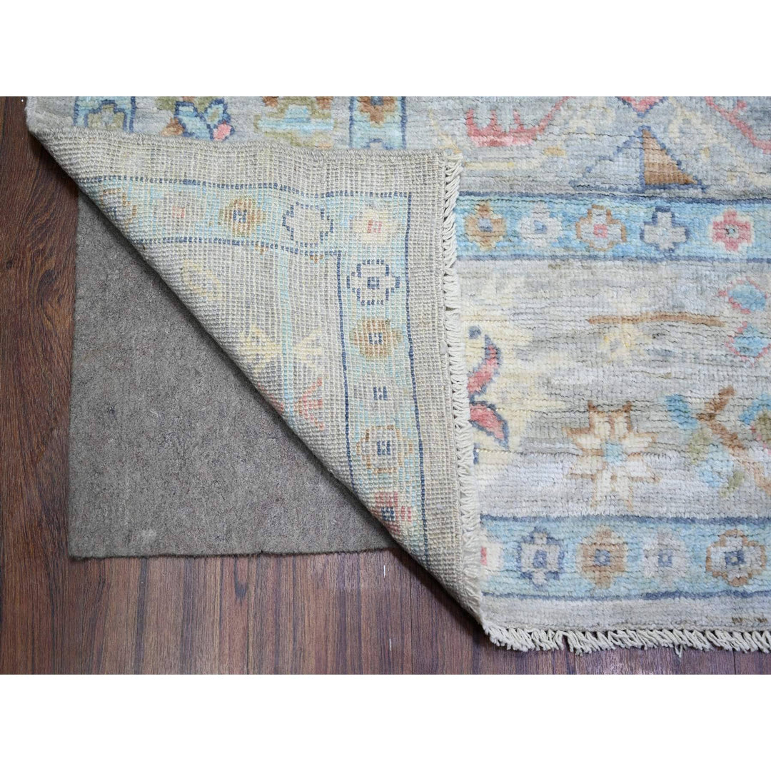 9'1" x 11'9" New Hand Knotted Grey Wool Rectangle Oriental Rug - MOA10273893