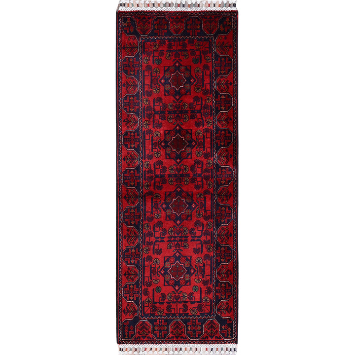1'9" x 4'10" New Hand Knotted Red Wool Runner Oriental Rug - MOA102738