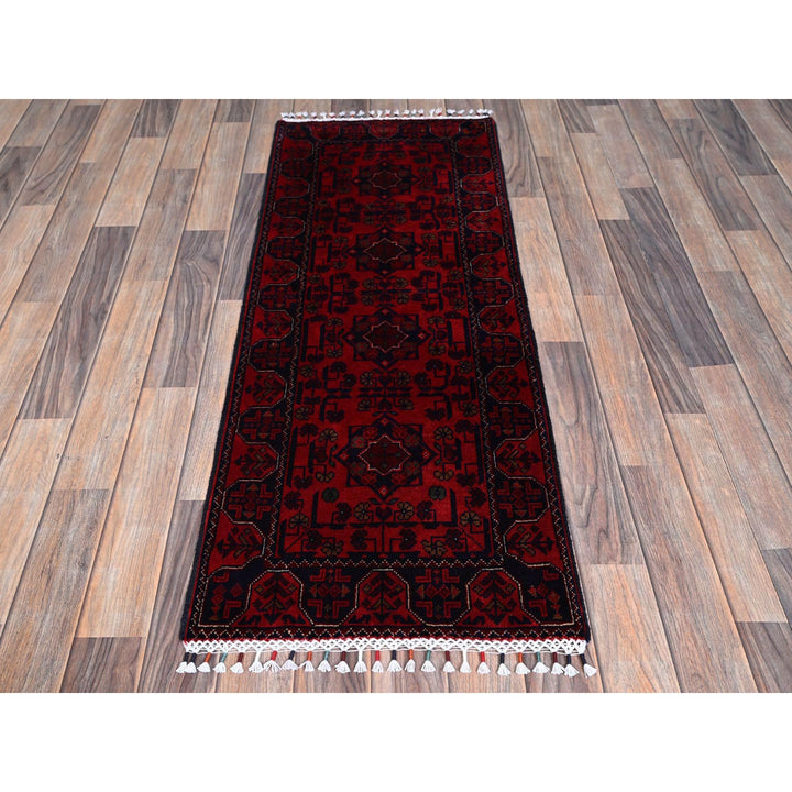 1'9" x 4'10" New Hand Knotted Red Wool Runner Oriental Rug - MOA102738