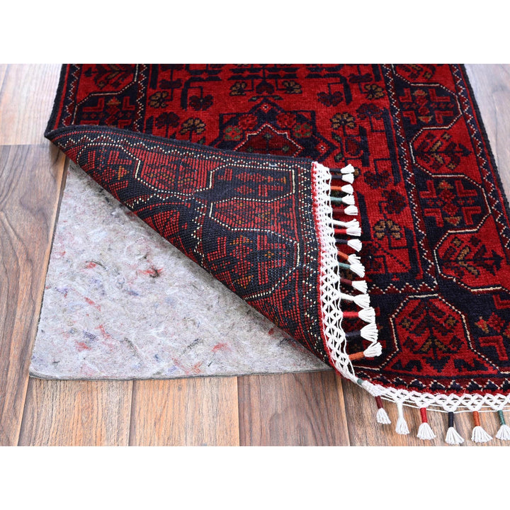 1'9" x 4'10" New Hand Knotted Red Wool Runner Oriental Rug - MOA102738