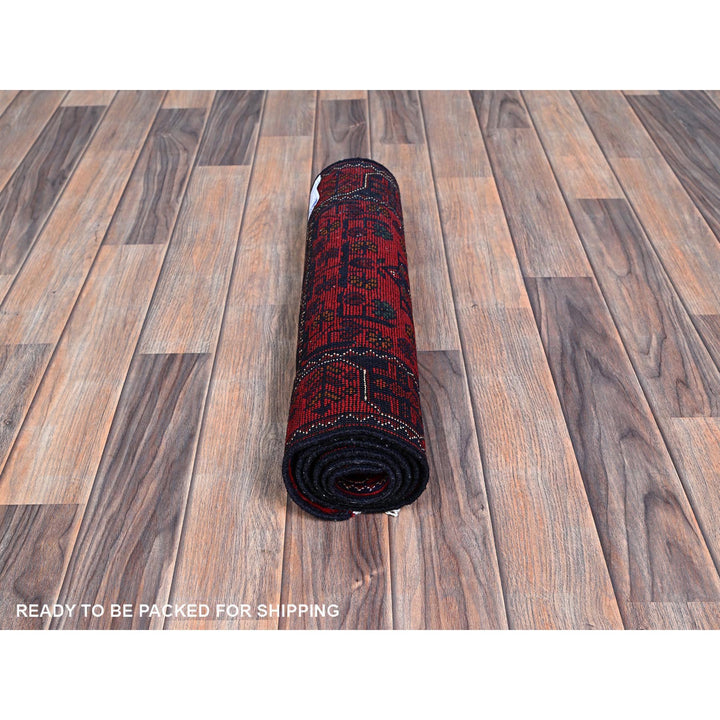 1'9" x 4'10" New Hand Knotted Red Wool Runner Oriental Rug - MOA102738