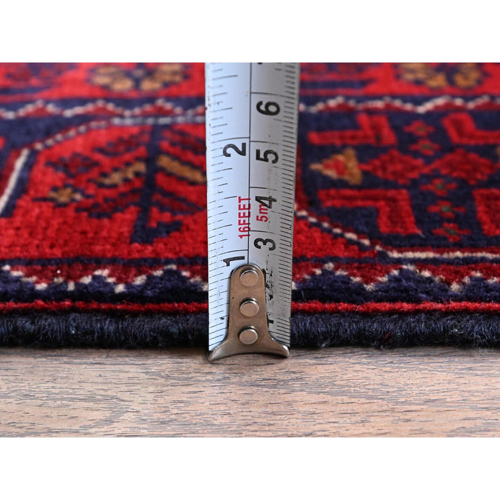 1'9" x 4'10" New Hand Knotted Red Wool Runner Oriental Rug - MOA102738