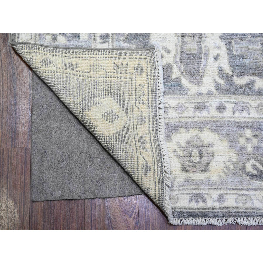 6'0" x 9'0" New Hand Knotted Grey Wool Rectangle Oriental Rug - MOA10273910