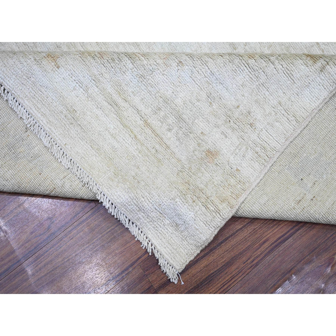 11'6" x 14'3" New Hand Knotted Ivory Wool Rectangle Oriental Rug - MOA10273919