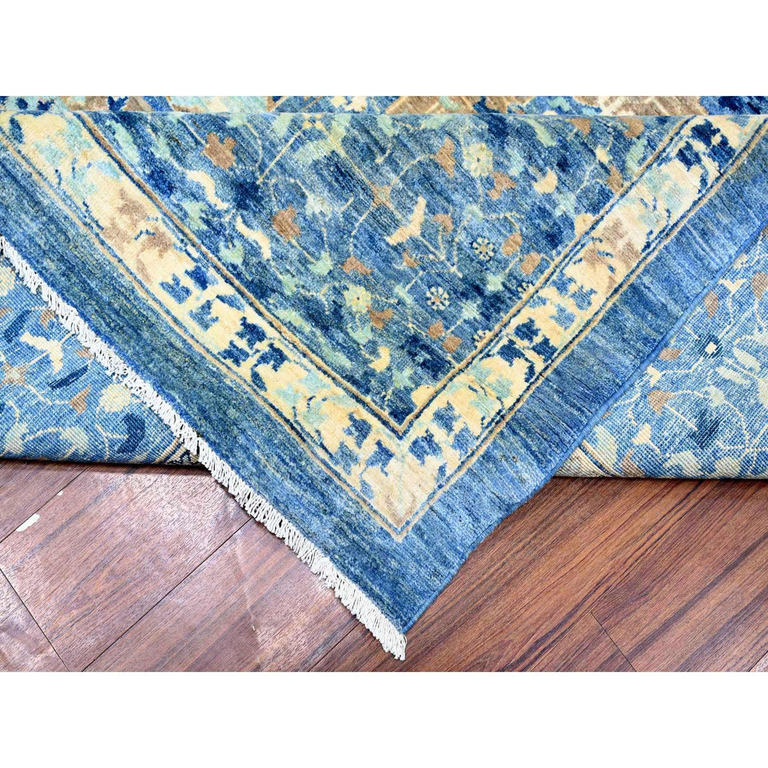 11'9" x 14'4" New Hand Knotted Blue Wool Rectangle Oriental Rug - MOA10273954