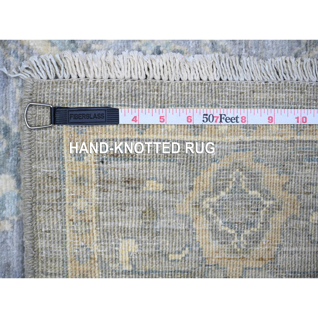 3'10" x 11'9" New Hand Knotted Grey Wool Runner Oriental Rug - MOA10273955