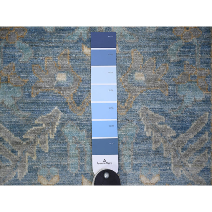 2'8" x 9'6" New Hand Knotted Blue Wool Runner Oriental Rug - MOA10273963