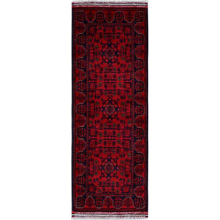 1'8" x 4'9" New Hand Knotted Red Wool Runner Oriental Rug - MOA102739