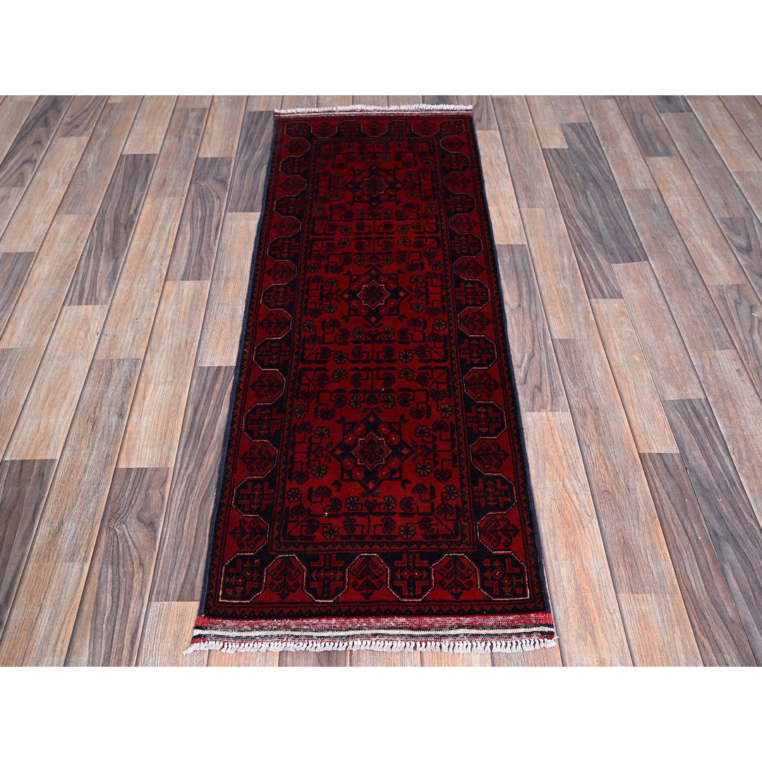 1'8" x 4'9" New Hand Knotted Red Wool Runner Oriental Rug - MOA102739
