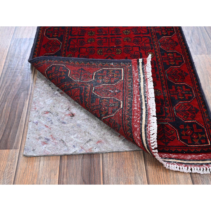 1'8" x 4'9" New Hand Knotted Red Wool Runner Oriental Rug - MOA102739