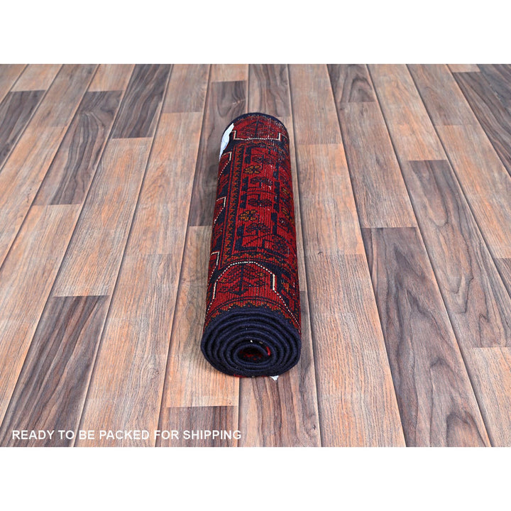 1'8" x 4'9" New Hand Knotted Red Wool Runner Oriental Rug - MOA102739