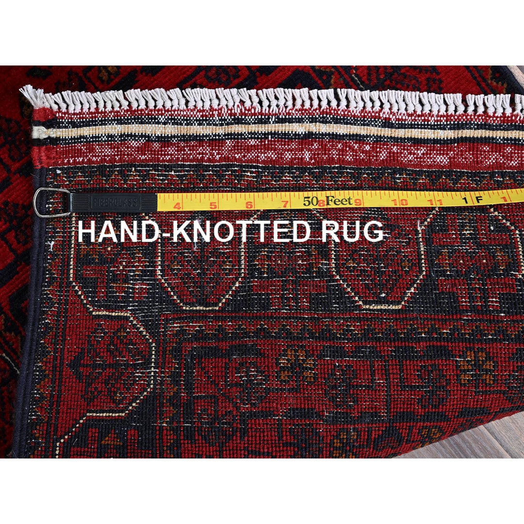 1'8" x 4'9" New Hand Knotted Red Wool Runner Oriental Rug - MOA102739