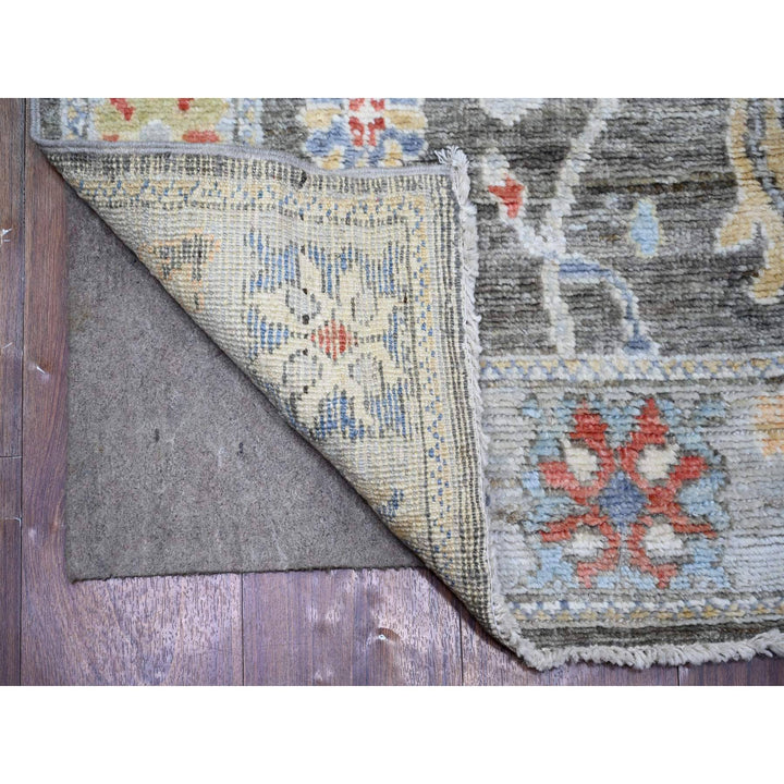 2'6" x 11'4" New Hand Knotted Grey Wool Runner Oriental Rug - MOA10274000