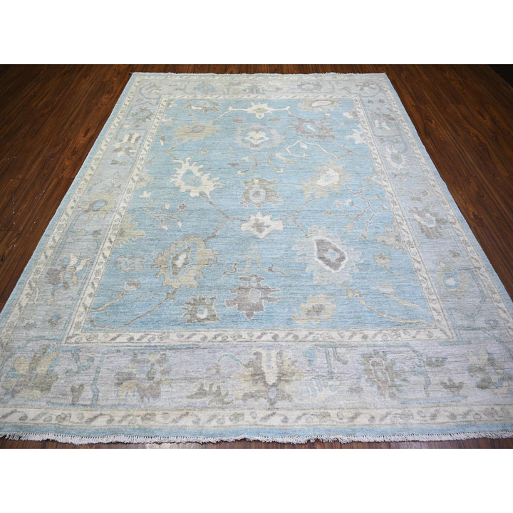 8'1" x 9'8" New Hand Knotted Blue Wool Rectangle Oriental Rug - MOA10274014