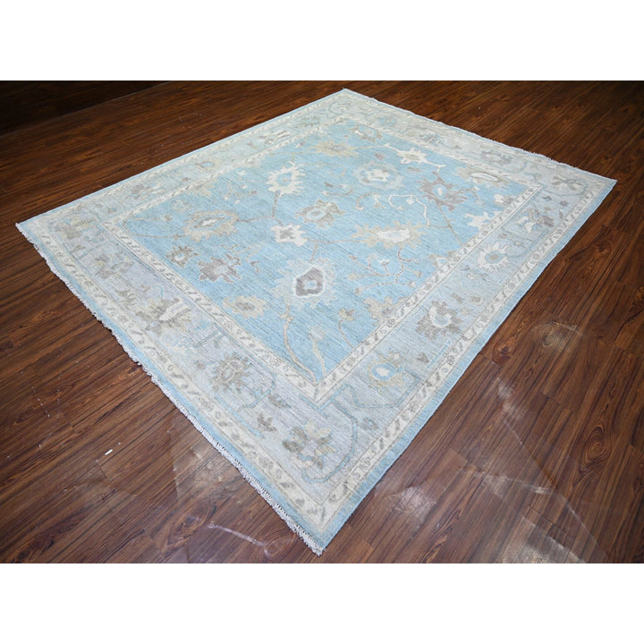 8'1" x 9'8" New Hand Knotted Blue Wool Rectangle Oriental Rug - MOA10274014