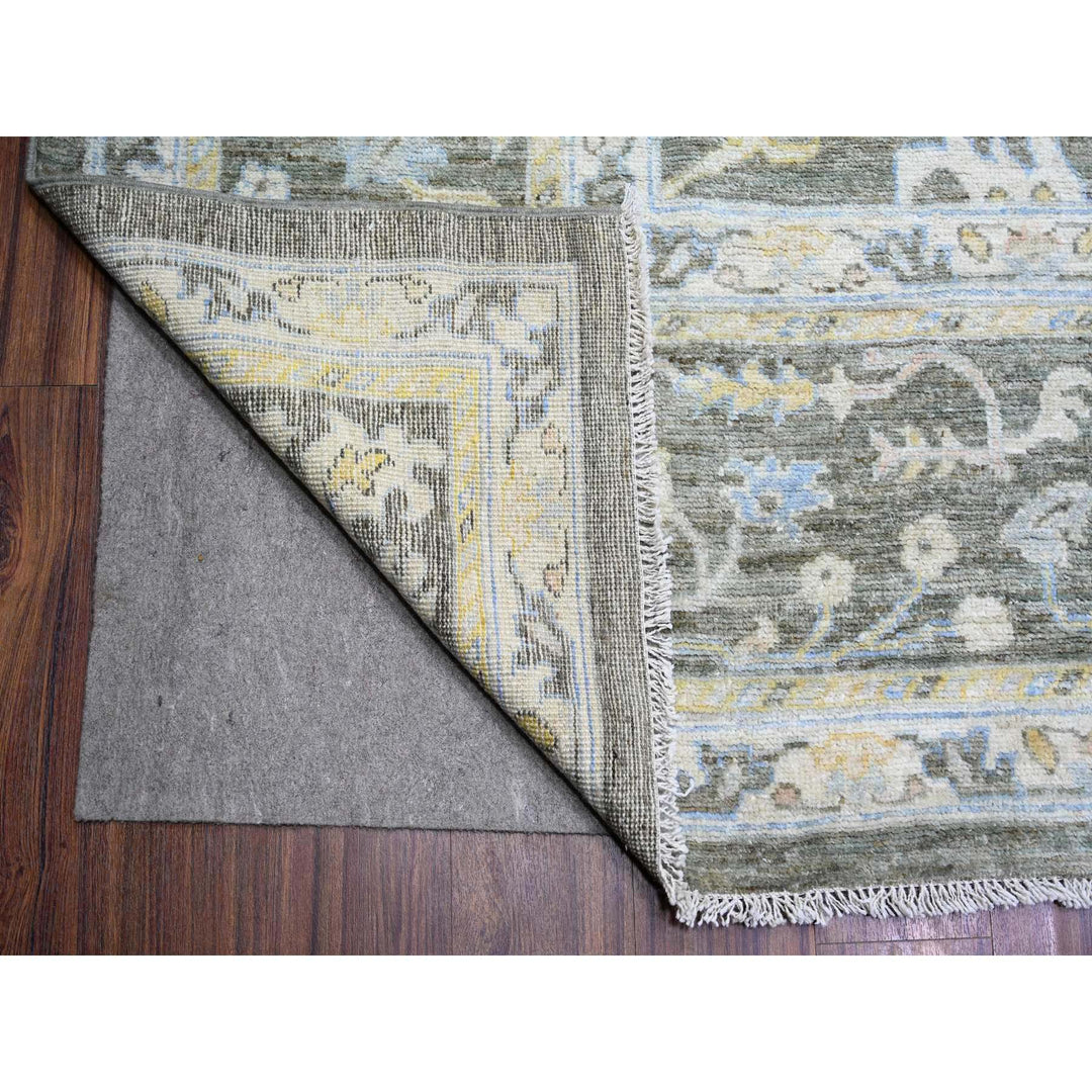 11'9" x 17'6" New Hand Knotted Grey Wool Rectangle Oriental Rug - MOA10274043