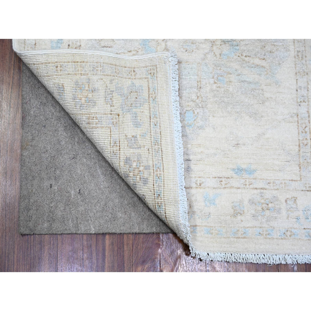 2'4" x 11'7" New Hand Knotted Ivory Wool Runner Oriental Rug - MOA10274069