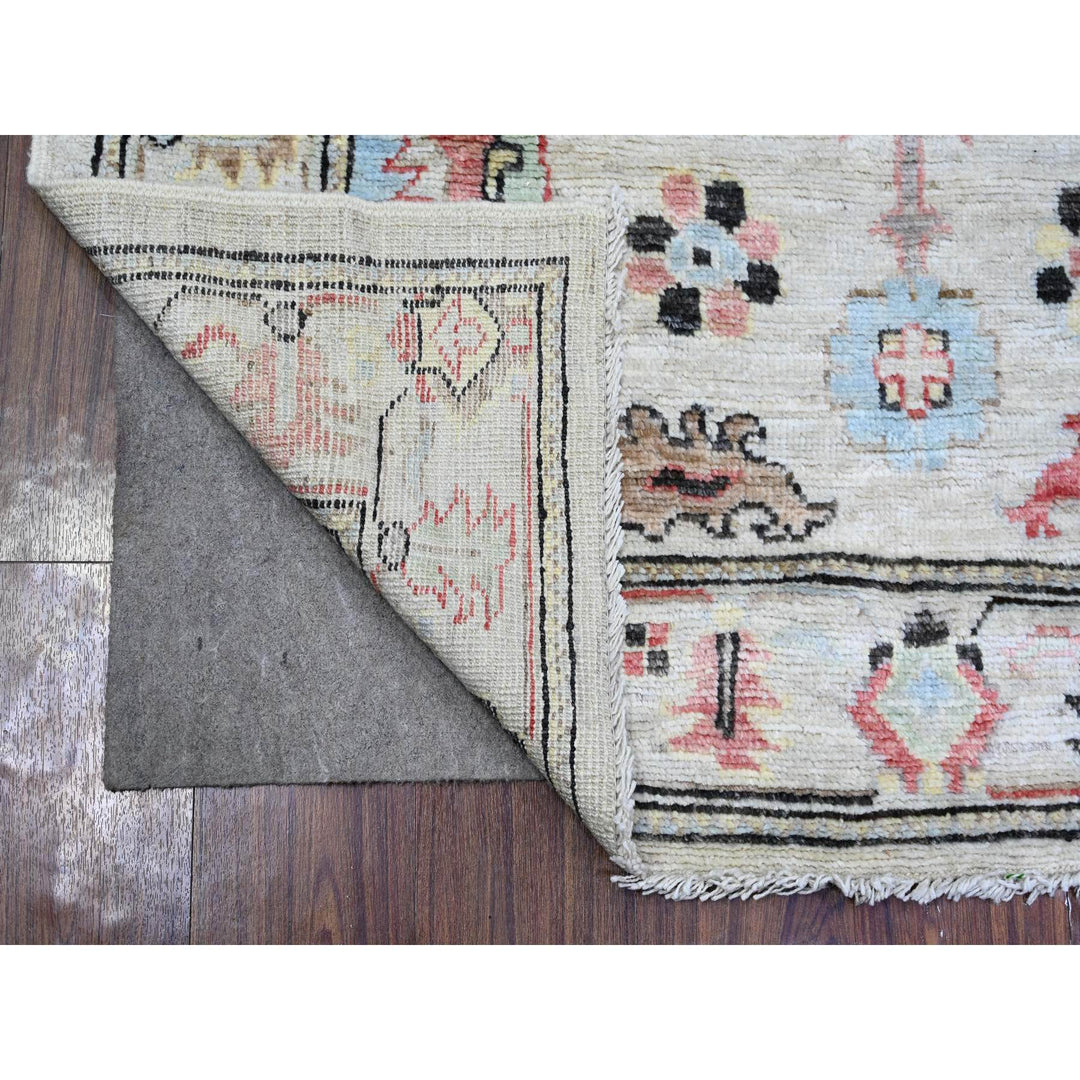 4'1" x 9'6" New Hand Knotted Grey Wool Runner Oriental Rug - MOA10274073