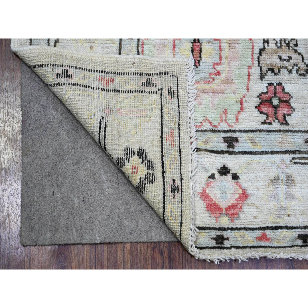 4'0" x 5'9" New Hand Knotted Ivory Wool Rectangle Oriental Rug - MOA10274077