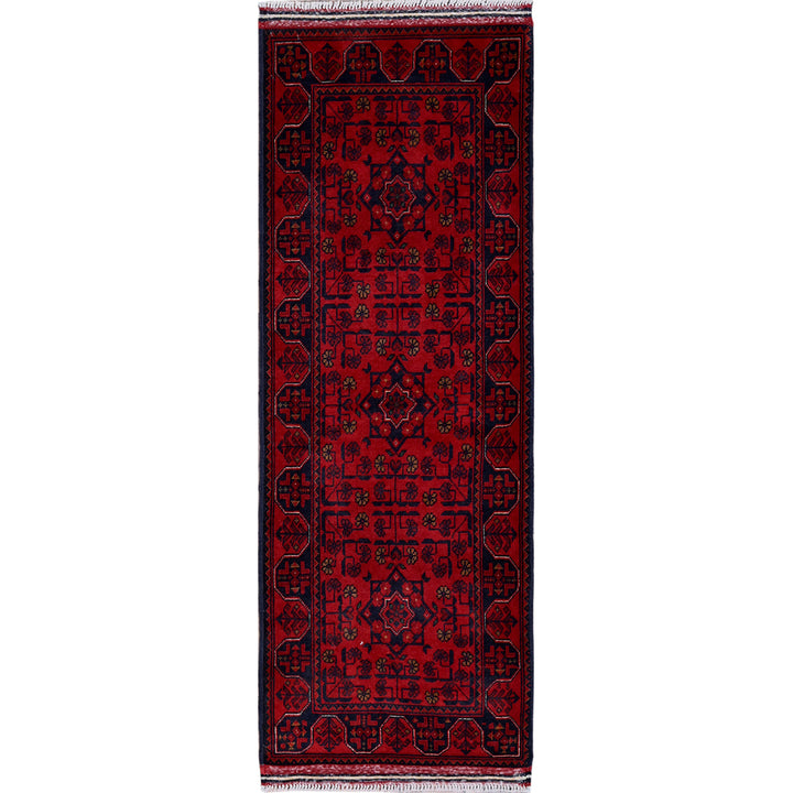 1'9" x 4'9" New Hand Knotted Red Wool Runner Oriental Rug - MOA102740