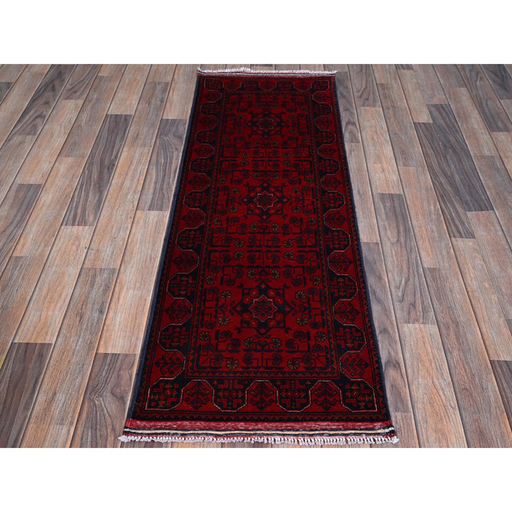 1'9" x 4'9" New Hand Knotted Red Wool Runner Oriental Rug - MOA102740
