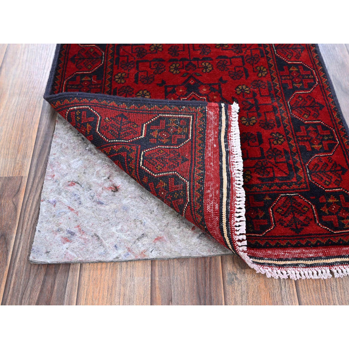 1'9" x 4'9" New Hand Knotted Red Wool Runner Oriental Rug - MOA102740