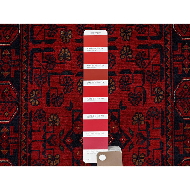 1'9" x 4'9" New Hand Knotted Red Wool Runner Oriental Rug - MOA102740