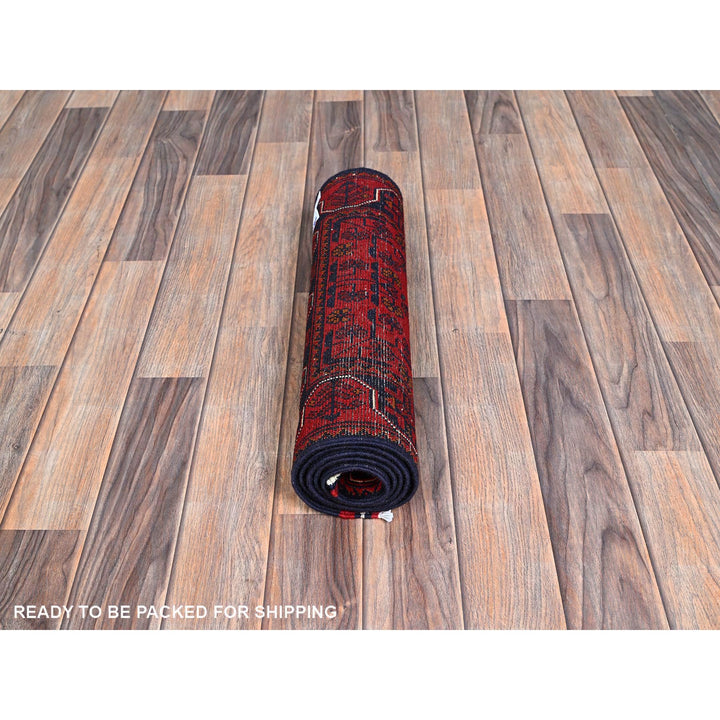 1'9" x 4'9" New Hand Knotted Red Wool Runner Oriental Rug - MOA102740