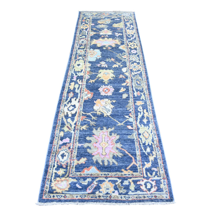 3'0" x 9'7" New Hand Knotted Blue Wool Runner Oriental Rug - MOA10274123