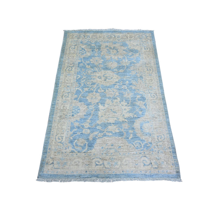 3'0" x 5'0" New Hand Knotted Blue Wool Rectangle Oriental Rug - MOA10274129