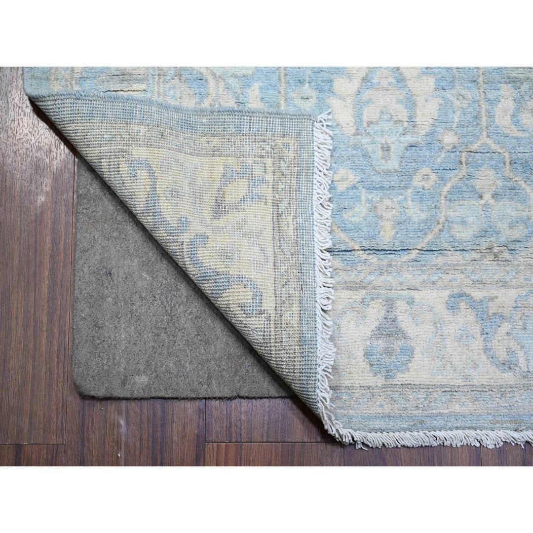 2'8" x 15'2" New Hand Knotted Blue Wool Runner Oriental Rug - MOA10274133