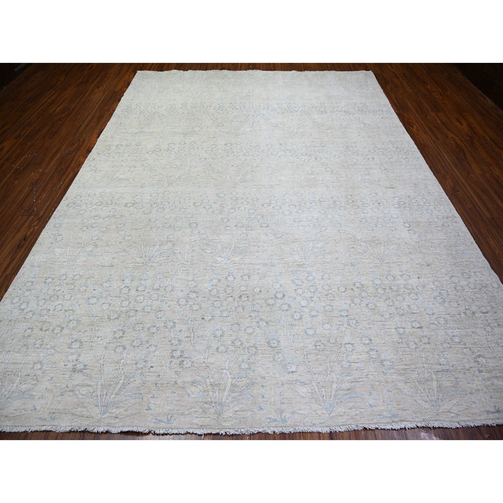 8'7" x 11'5" New Hand Knotted Grey Wool Rectangle Oriental Rug - MOA10274144