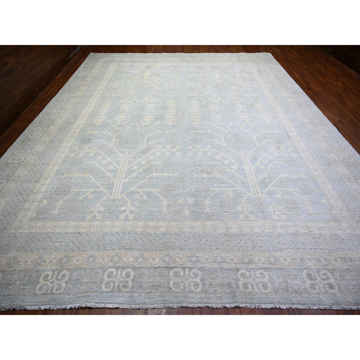 11'8" x 14'5" New Hand Knotted Blue Wool Rectangle Oriental Rug - MOA10274146