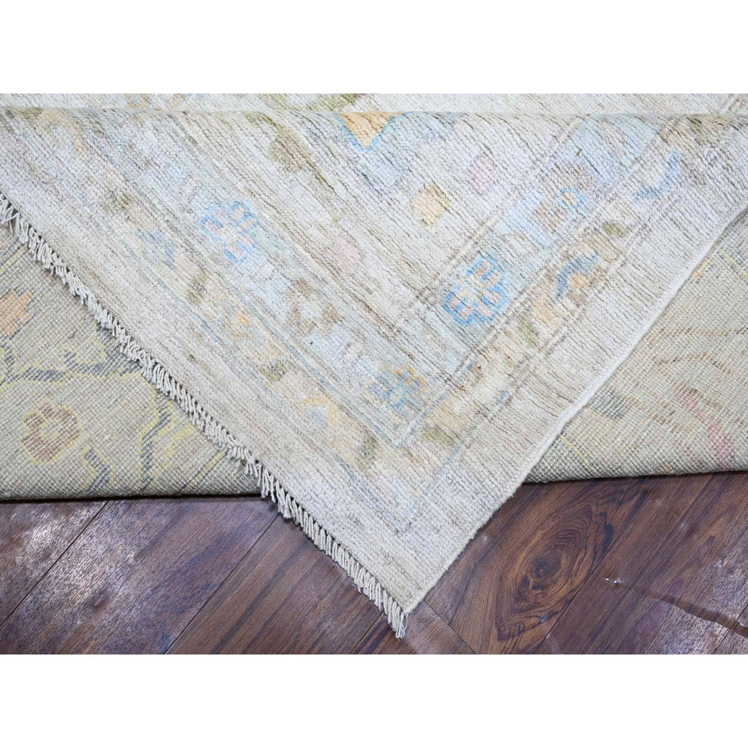 12'0" x 17'2" New Hand Knotted Beige Wool Rectangle Oriental Rug - MOA10274167