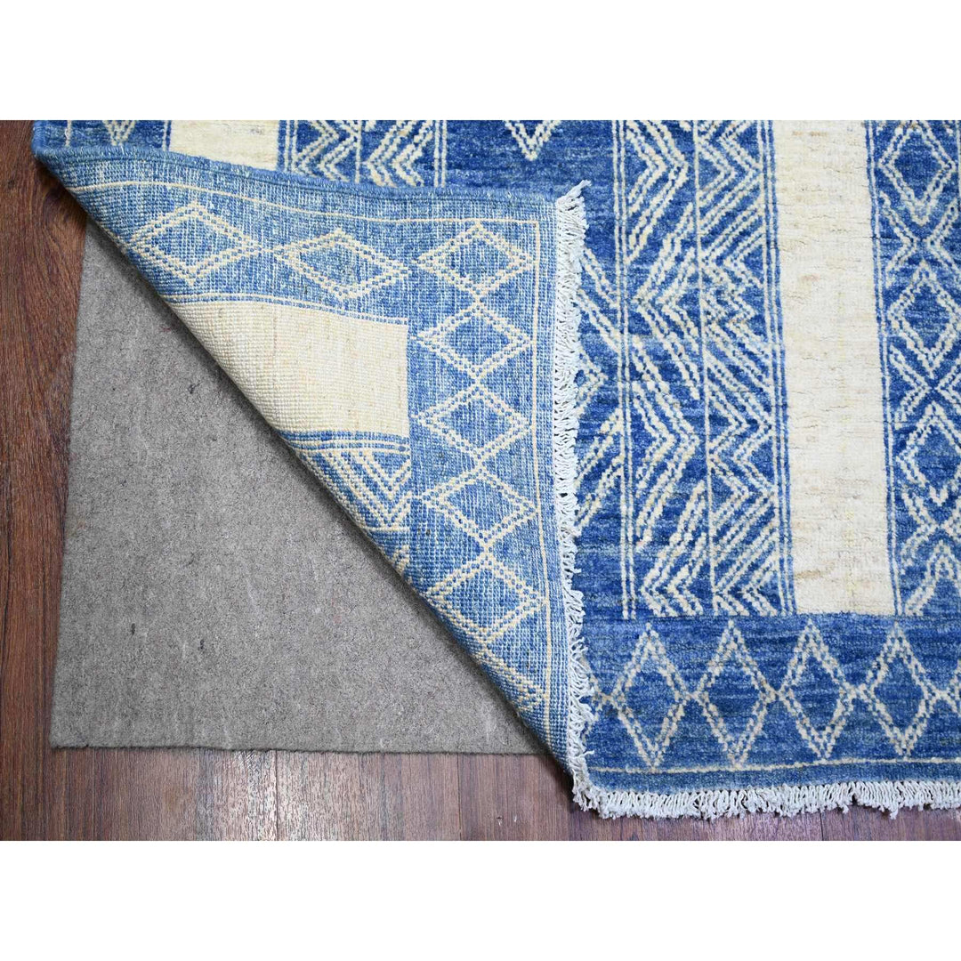 9'8" x 13'5" New Hand Knotted Blue Wool Rectangle Oriental Rug - MOA10274181