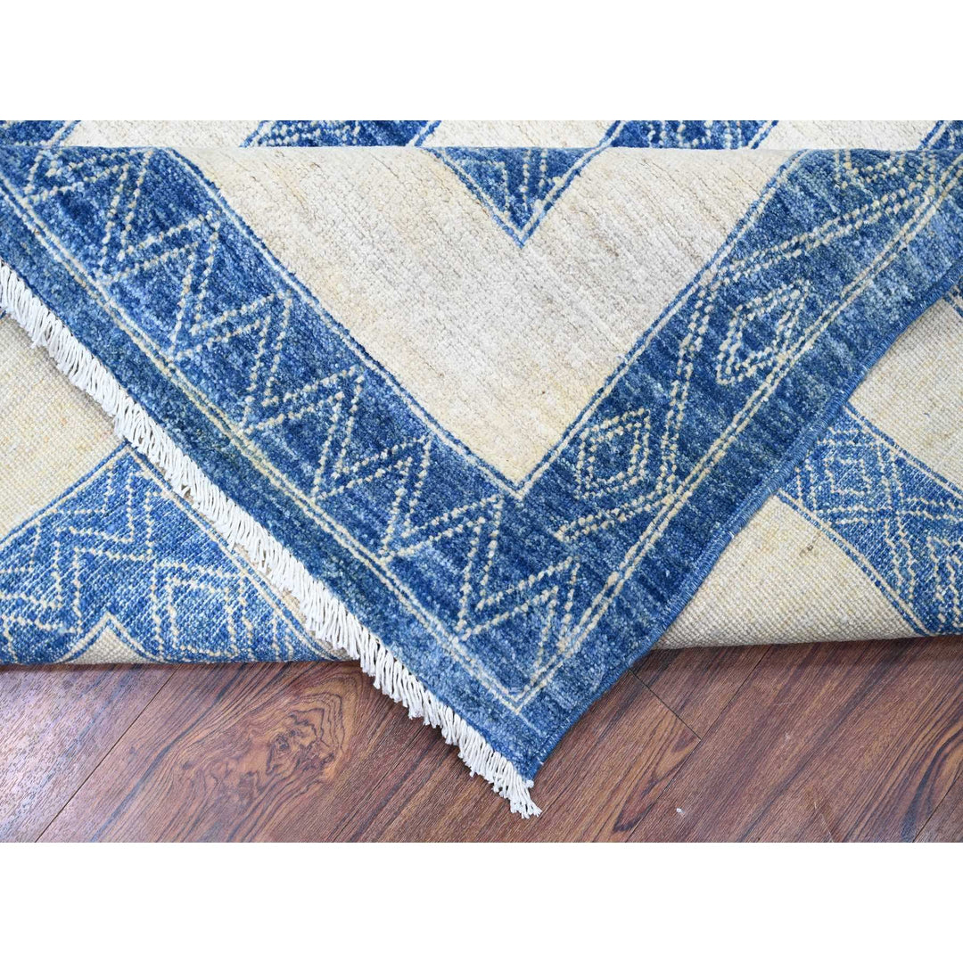 9'1" x 11'8" New Hand Knotted Blue Wool Rectangle Oriental Rug - MOA10274185