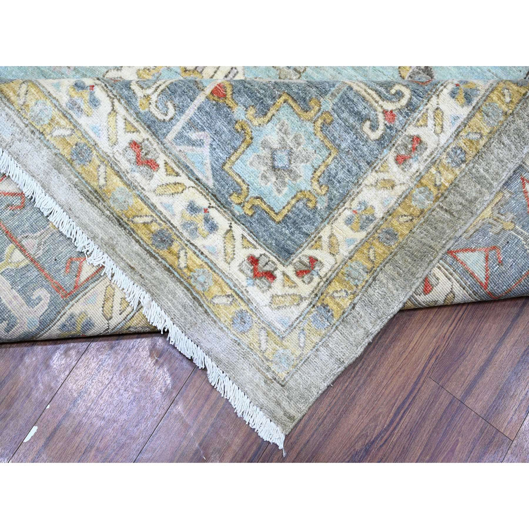 10'1" x 14'0" New Hand Knotted Blue Wool Rectangle Oriental Rug - MOA10274197