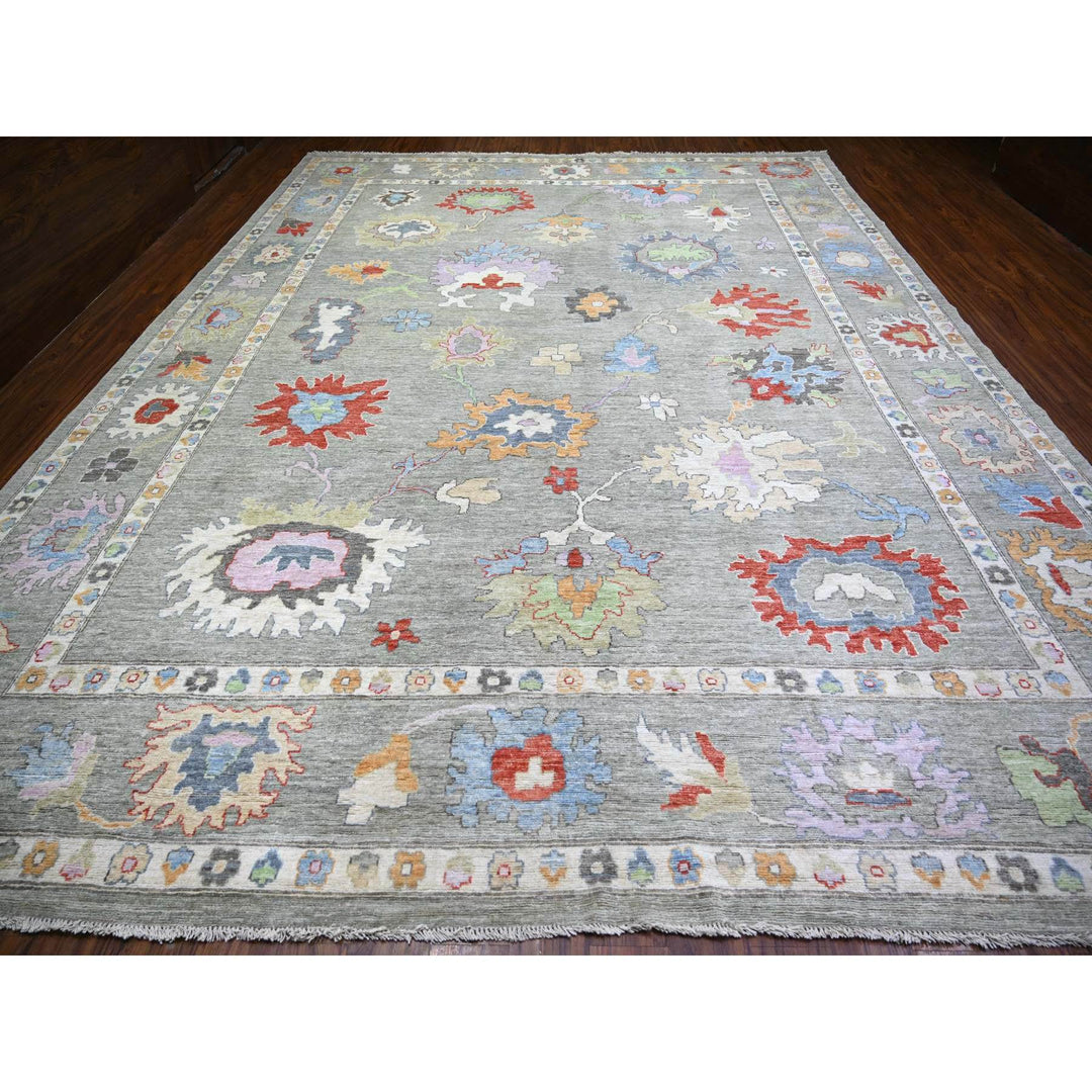 12'0" x 15'8" New Hand Knotted Grey Wool Rectangle Oriental Rug - MOA10274199