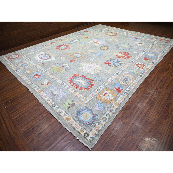 12'0" x 15'8" New Hand Knotted Grey Wool Rectangle Oriental Rug - MOA10274199